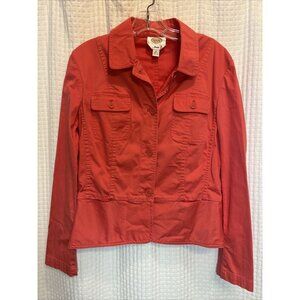 Talbots Size 10 Coral Lightweight Button Up Jacket Women's Stretch O3